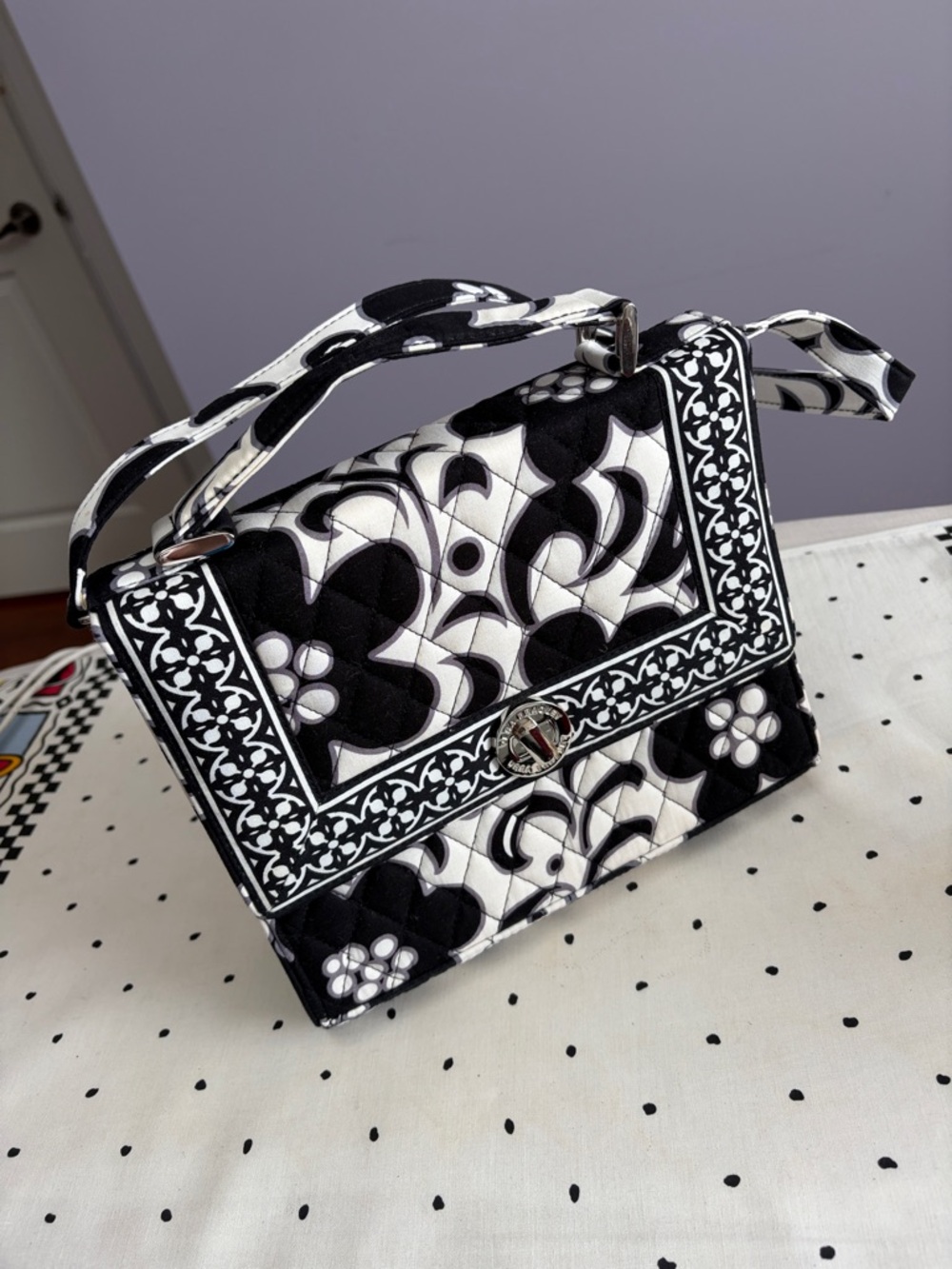 Vera Bradley Black & White Quilted Floral Crossbody